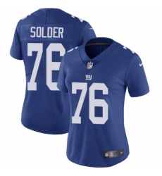 Women's Nike New York Giants #76 Nate Solder Royal Blue Team Color Vapor Untouchable Elite Player NFL Jersey
