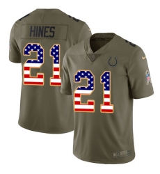 Men's Nike Indianapolis Colts #21 Nyheim Hines Limited Olive USA Flag 2017 Salute to Service NFL Jersey