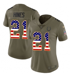 Women's Nike Indianapolis Colts #21 Nyheim Hines Limited Olive USA Flag 2017 Salute to Service NFL Jersey