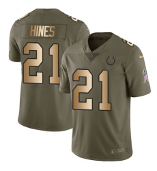 Youth Nike Indianapolis Colts #21 Nyheim Hines Limited Olive Gold 2017 Salute to Service NFL Jersey