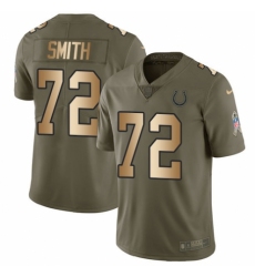 Men's Nike Indianapolis Colts #72 Braden Smith Limited Olive/Gold 2017 Salute to Service NFL Jersey