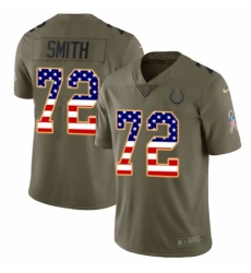 Men's Nike Indianapolis Colts #72 Braden Smith Limited Olive/USA Flag 2017 Salute to Service NFL Jersey