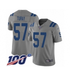 Youth Indianapolis Colts #57 Kemoko Turay Limited Gray Inverted Legend 100th Season Football Jersey