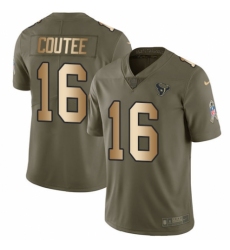 Men's Nike Houston Texans #16 Keke Coutee Limited Olive/Gold 2017 Salute to Service NFL Jersey