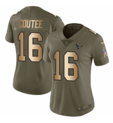Women's Nike Houston Texans #16 Keke Coutee Limited Olive/Gold 2017 Salute to Service NFL Jersey