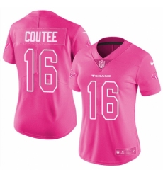 Women's Nike Houston Texans #16 Keke Coutee Limited Pink Rush Fashion NFL Jersey