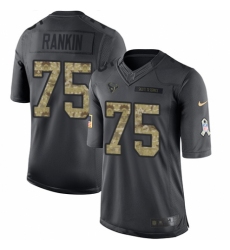 Men's Nike Houston Texans #75 Martinas Rankin Limited Black 2016 Salute to Service NFL Jersey