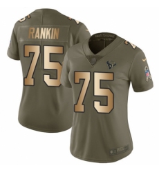 Women's Nike Houston Texans #75 Martinas Rankin Limited Olive Gold 2017 Salute to Service NFL Jersey
