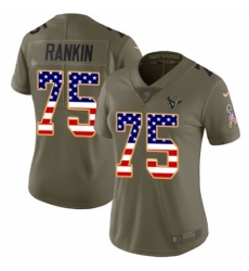 Women's Nike Houston Texans #75 Martinas Rankin Limited Olive USA Flag 2017 Salute to Service NFL Jersey