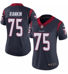 Women's Nike Houston Texans #75 Martinas Rankin Navy Blue Team Color Vapor Untouchable Limited Player NFL Jersey