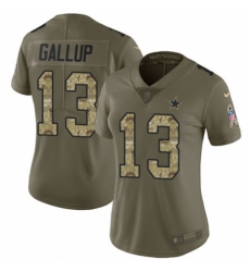 Women's Nike Dallas Cowboys #13 Michael Gallup Limited Olive/Camo 2017 Salute to Service NFL Jersey