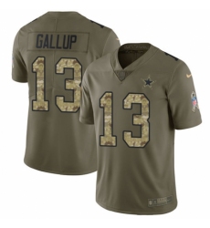 Youth Nike Dallas Cowboys #13 Michael Gallup Limited Olive/Camo 2017 Salute to Service NFL Jersey