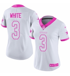 Women's Nike Dallas Cowboys #3 Mike White Limited White/Pink Rush Fashion NFL Jersey