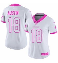Women's Nike Dallas Cowboys #18 Tavon Austin Limited White/Pink Rush Fashion NFL Jersey