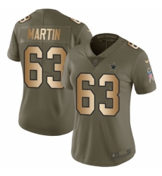 Women's Nike Dallas Cowboys #63 Marcus Martin Limited Olive/Gold 2017 Salute to Service NFL Jersey