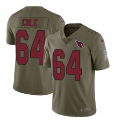 Men's Nike Arizona Cardinals #64 Mason Cole Limited Olive 2017 Salute to Service NFL Jersey