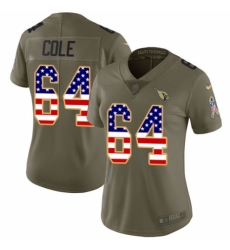 Women's Nike Arizona Cardinals #64 Mason Cole Limited Olive/USA Flag 2017 Salute to Service NFL Jersey