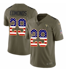 Youth Nike Arizona Cardinals #29 Chase Edmonds Limited Olive/USA Flag 2017 Salute to Service NFL Jersey