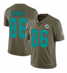 Men's Nike Miami Dolphins #86 Mike Gesicki Limited Olive 2017 Salute to Service NFL Jersey