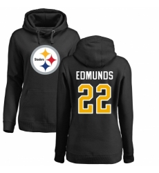 Women's Nike Pittsburgh Steelers #22 Terrell Edmunds Black Name & Number Logo Pullover Hoodie