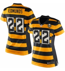 Women's Nike Pittsburgh Steelers #22 Terrell Edmunds Game Yellow Black Alternate 80TH Anniversary Throwback NFL Jersey