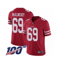 Men's San Francisco 49ers #69 Mike McGlinchey Red Team Color Vapor Untouchable Limited Player 100th Season Football Jersey