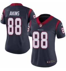 Women's Nike Houston Texans #88 Jordan Akins Navy Blue Team Color Vapor Untouchable Limited Player NFL Jersey