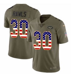 Men's Nike New York Jets #30 Thomas Rawls Limited Olive USA Flag 2017 Salute to Service NFL Jersey
