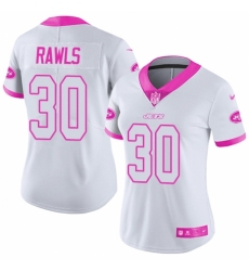 Women's Nike New York Jets #30 Thomas Rawls Limited White Pink Rush Fashion NFL Jersey