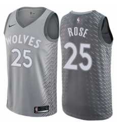 Men's Nike Minnesota Timberwolves #25 Derrick Rose Swingman Gray NBA Jersey - City Edition