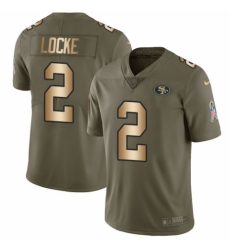 Men's Nike San Francisco 49ers #2 Jeff Locke Limited Olive/Gold 2017 Salute to Service NFL Jersey