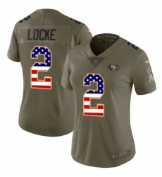 Women's Nike San Francisco 49ers #2 Jeff Locke Limited Olive/USA Flag 2017 Salute to Service NFL Jersey