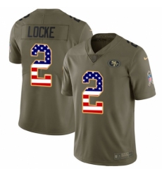 Youth Nike San Francisco 49ers #2 Jeff Locke Limited Olive/USA Flag 2017 Salute to Service NFL Jersey