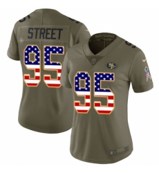 Women's Nike San Francisco 49ers #95 Kentavius Street Limited Olive/USA Flag 2017 Salute to Service NFL Jersey