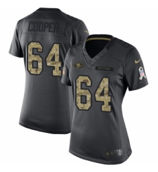 Women's Nike San Francisco 49ers #64 Jonathan Cooper Limited Black 2016 Salute to Service NFL Jersey