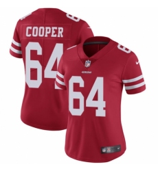 Women's Nike San Francisco 49ers #64 Jonathan Cooper Red Team Color Vapor Untouchable Limited Player NFL Jersey
