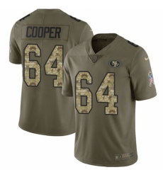 Youth Nike San Francisco 49ers #64 Jonathan Cooper Limited Olive/Camo 2017 Salute to Service NFL Jersey