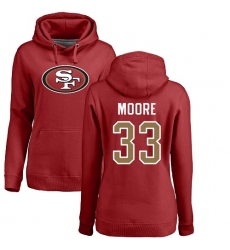 NFL Women's Nike San Francisco 49ers #33 Tarvarius Moore Red Name & Number Logo Pullover Hoodie