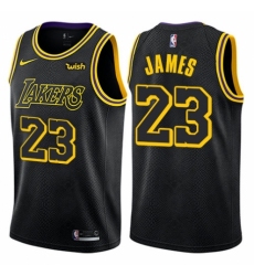Men's Nike Los Angeles Lakers #23 LeBron James Swingman Black City Edition NBA Jersey
