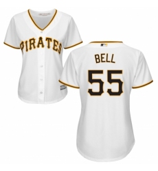 Women's Majestic Pittsburgh Pirates #55 Josh Bell Authentic White Home Cool Base MLB Jersey