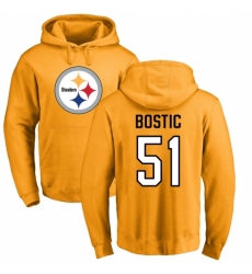 Nike Pittsburgh Steelers #51 Jon Bostic Gold Name & Number Logo Pullover Hoodie