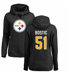 Women's Nike Pittsburgh Steelers #51 Jon Bostic Black Name & Number Logo Pullover Hoodie