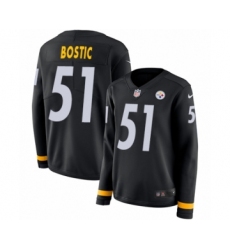 Women's Nike Pittsburgh Steelers #51 Jon Bostic Limited Black Therma Long Sleeve NFL Jersey