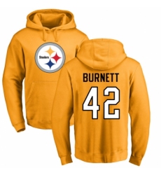 Nike Pittsburgh Steelers #42 Morgan Burnett Gold Name & Number Logo Pullover Hoodie
