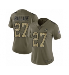 Women's Miami Dolphins #27 Kalen Ballage Limited Olive Camo 2017 Salute to Service Football Jersey