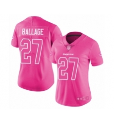 Women's Miami Dolphins #27 Kalen Ballage Limited Pink Rush Fashion Football Jersey