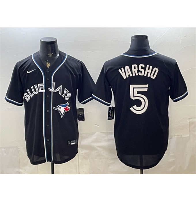Men's Toronto Blue Jays #5 Daulton Varsho 2026 Fashion Replica Black Out Stitched Baseball Jersey