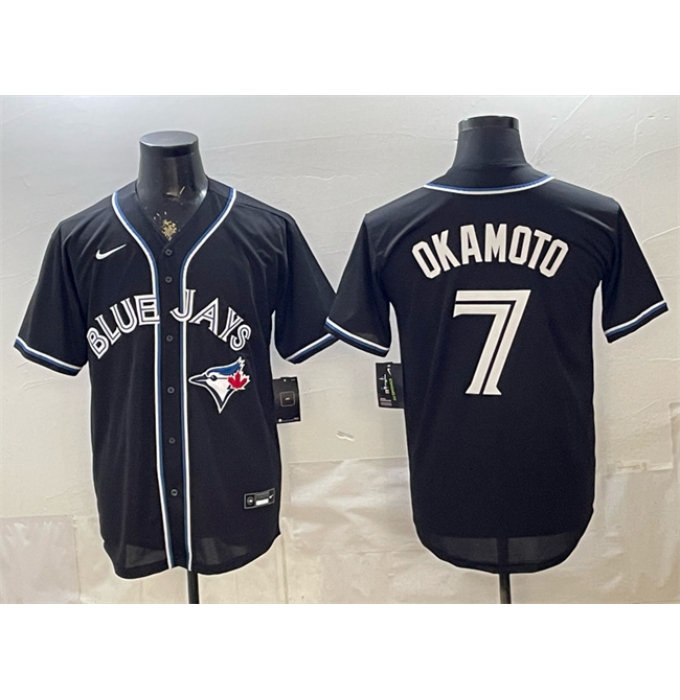 Men's Toronto Blue Jays #7 Kazuma Okamoto 2026 Fashion Replica Black Out Stitched Baseball Jersey