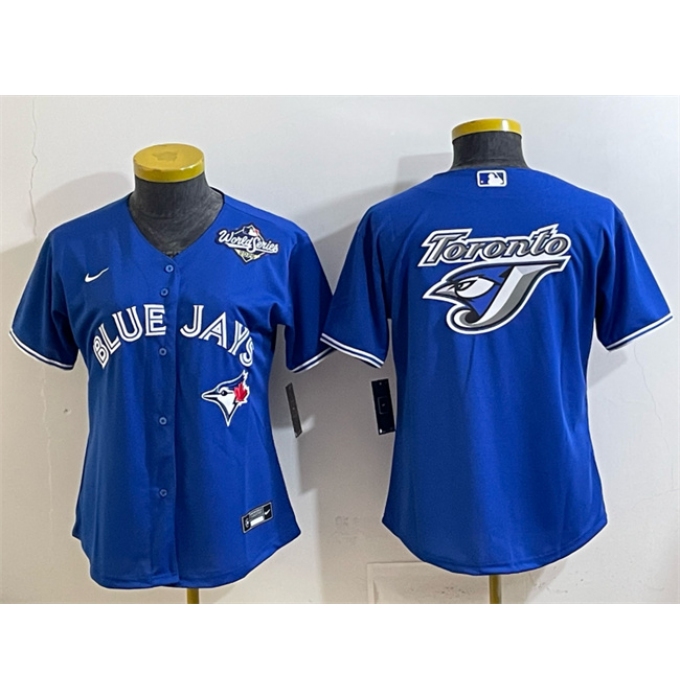 Women's Toronto Blue Jays Team Big Logo Royal 2025 World Series Cool Base Stitched Baseball Jersey(Run Small)