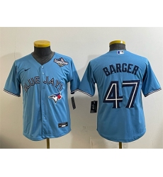 Youth Toronto Blue Jays #47 Addison Barger Blue 2025 World Series Cool Base Stitched Baseball Jersey
